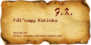 Fónagy Katinka névjegykártya